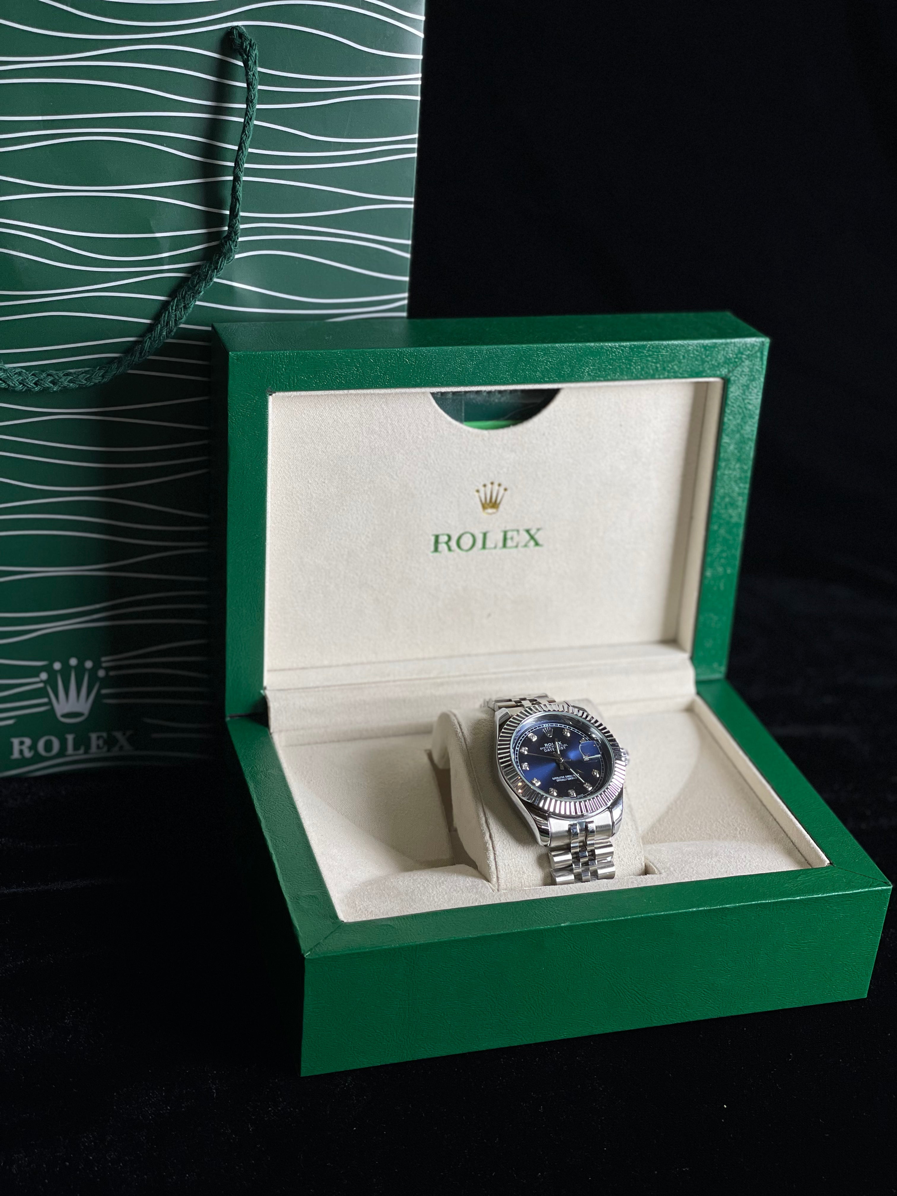 Rolex stone Dail (Bright Blue Dail )Silver