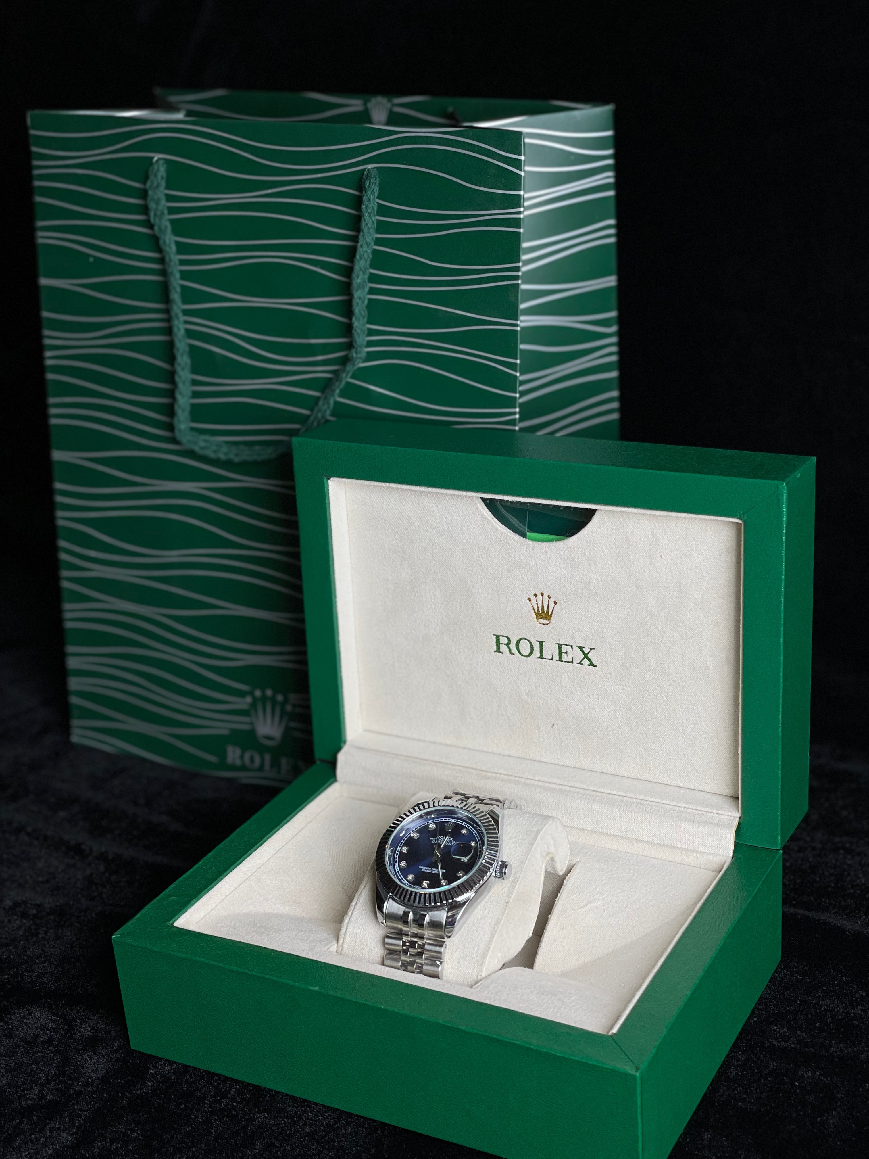 Rolex stone Dail (Bright Blue Dail )Silver