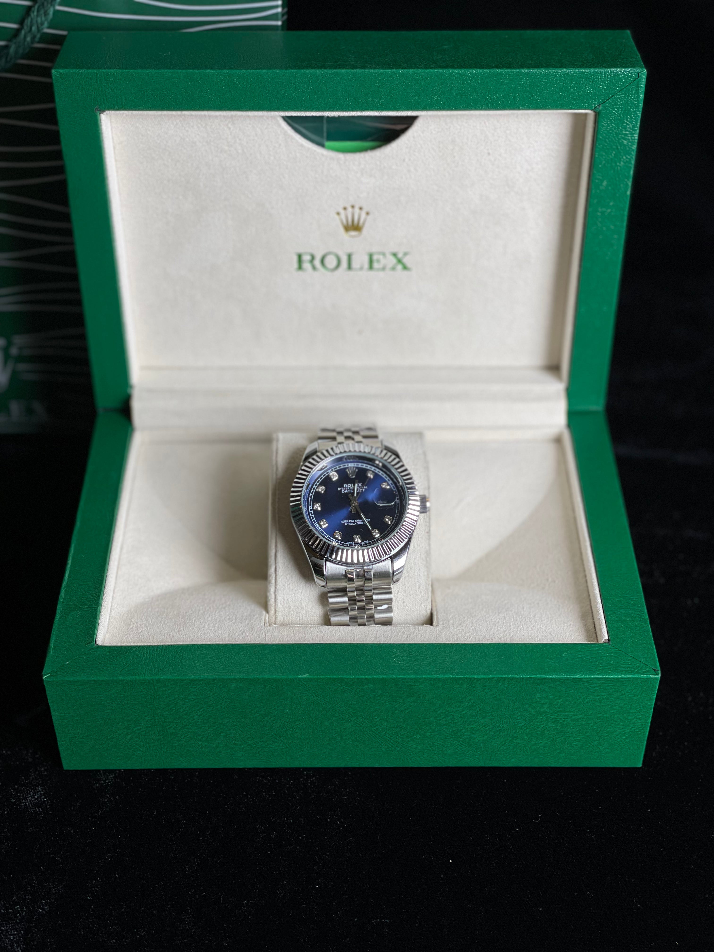 Rolex stone Dail (Bright Blue Dail )Silver