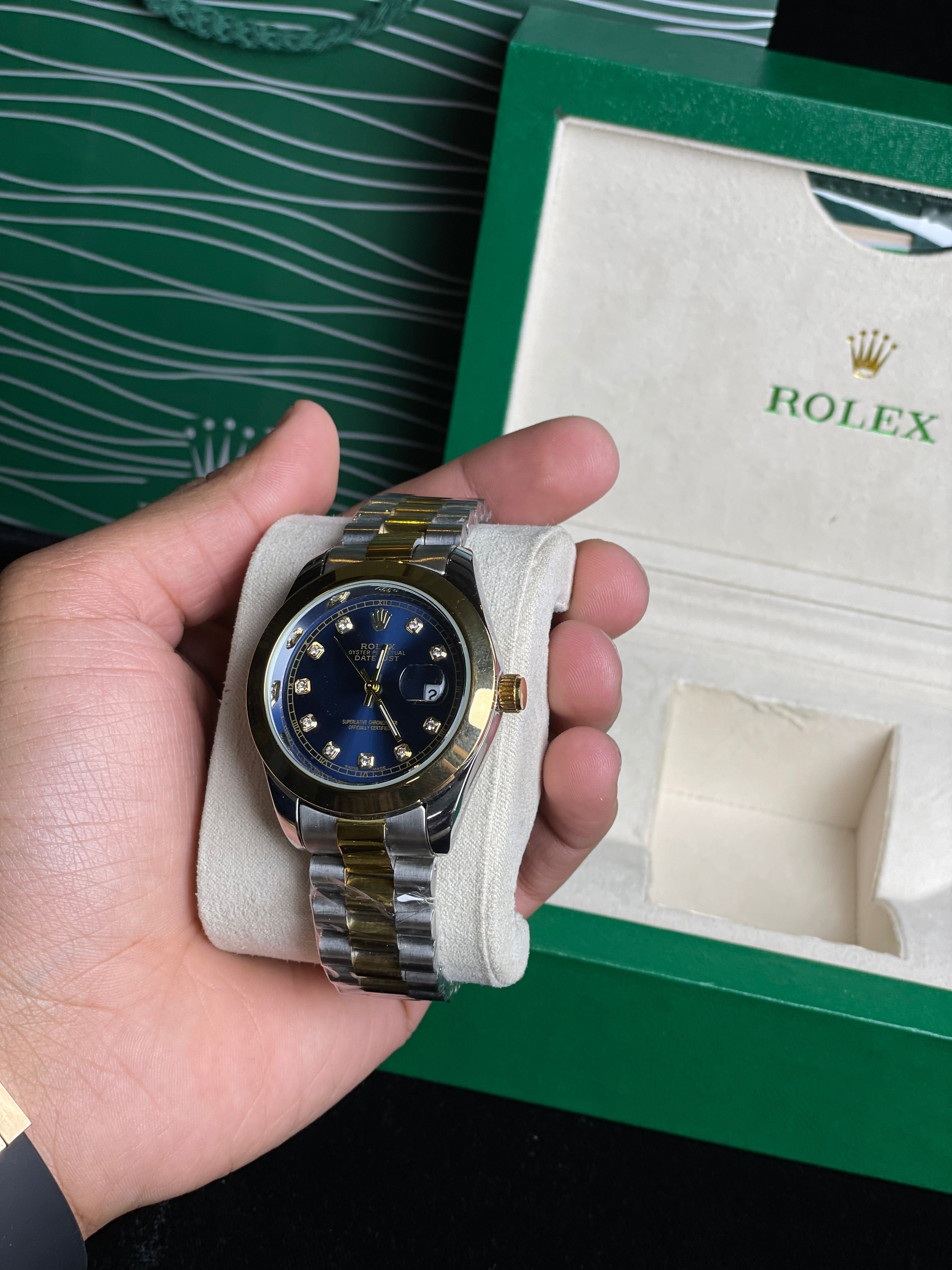 Rolex stone Dail (champagne) Two Tone Blue